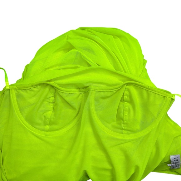 House of CB Ella Gathered Ruched Mesh Mini Dress Size M Event Party Coquette - Picture 14 of 16